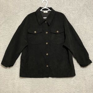Blushing Brunette Black Corduroy Button-Up Shacket Size XL